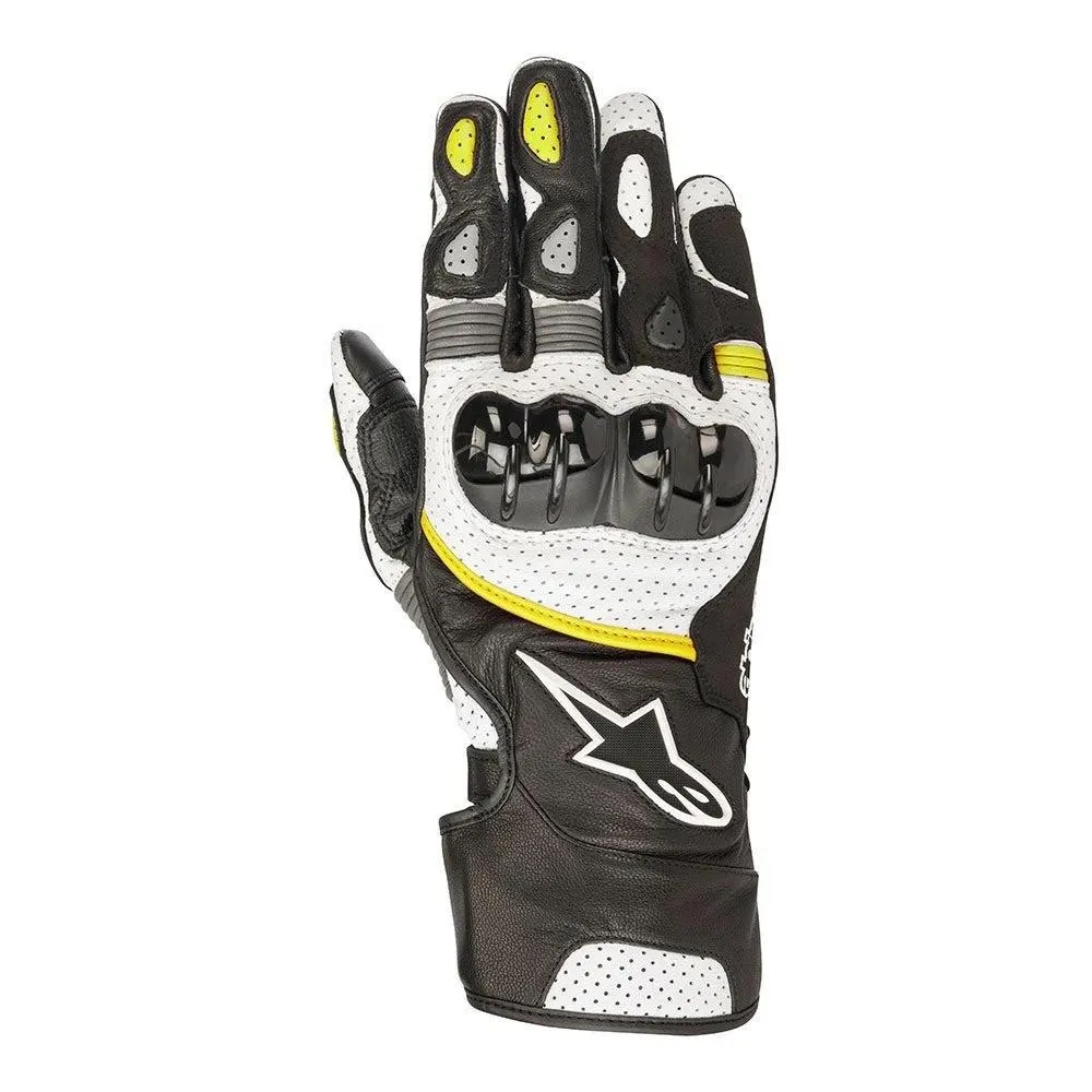 2018 Alpinestars Gloves SP-2 v2 Leather Black/White/Fluro Yellow