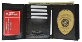 Badge Holder Wallet Genuine Leather Black ID Shield 2518 TA (C)