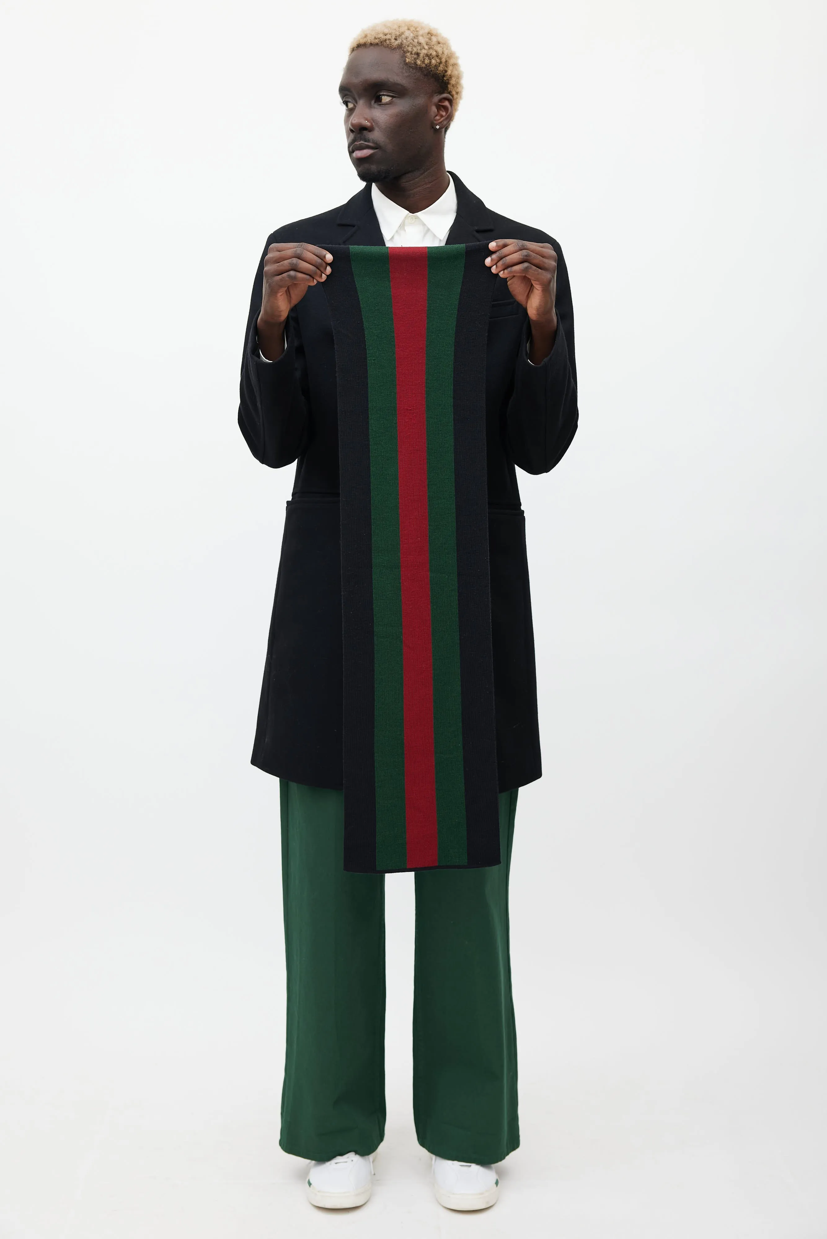 Black & Multicolour Wool Striped Scarf