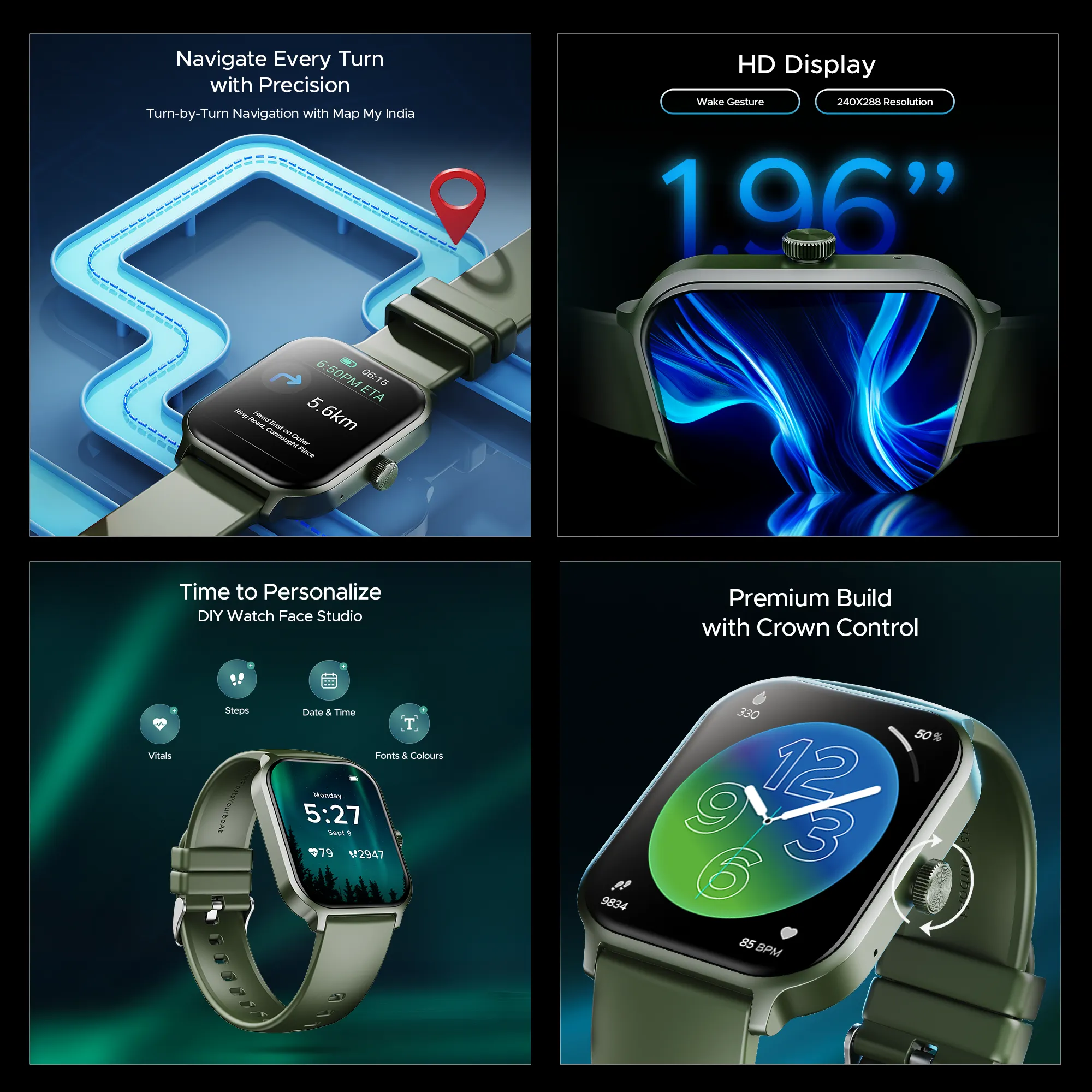 boAt Storm Call 3 Plus | Smartwatch with 1.96" HD Display, BT Calling, 700  Activity Modes, SOS feature, Functional Crown