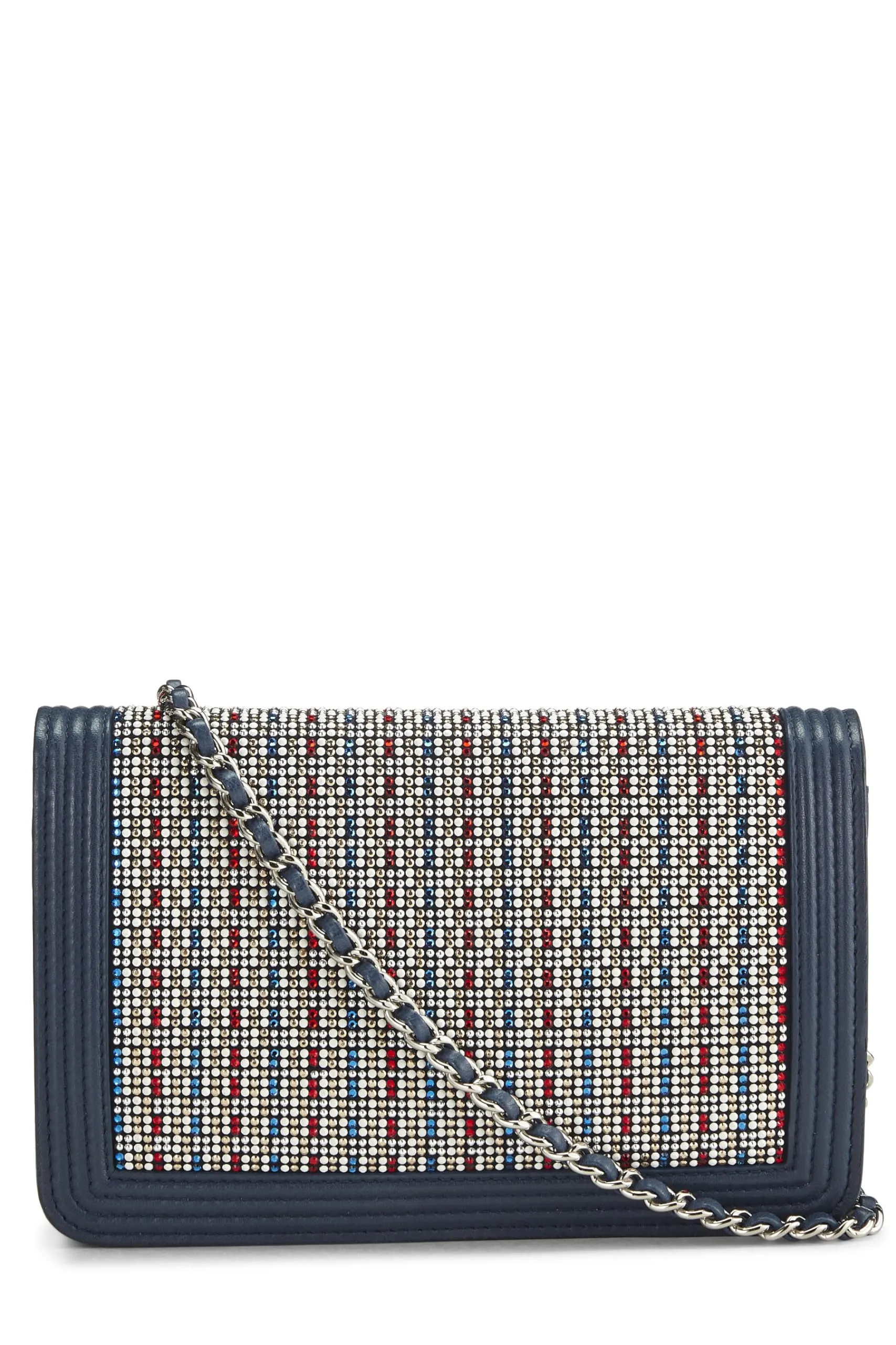Chanel,  Blue Embellished Boy Wallet on Chain (WOC), Blue