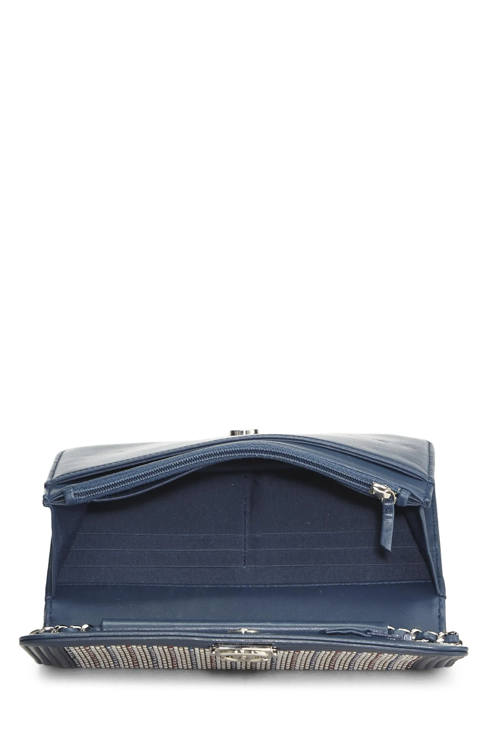 Chanel,  Blue Embellished Boy Wallet on Chain (WOC), Blue