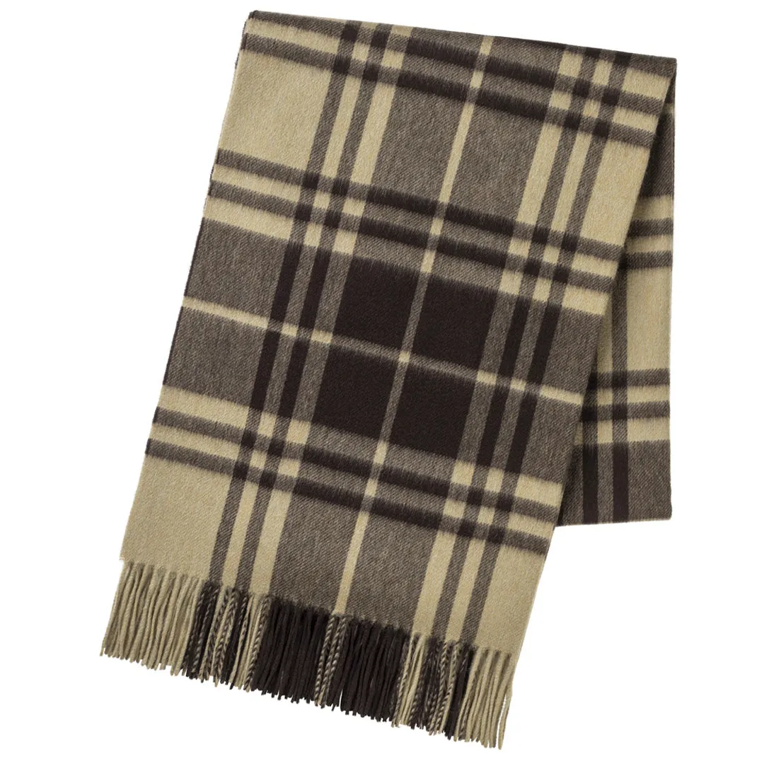 Joshua Ellis Mixed Chocolate Check Cashmere Stole