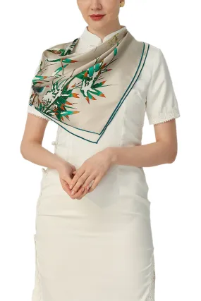 Oscar Rossa 100% Mulberry Silk Scarf with Hand-Rolled Edges, approximate 34"x34" to 35"x35" Large Square Printed Silk Charmeuse Scarf