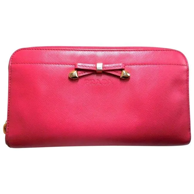 Prada Rose Colored Saffiano Leather Wallet