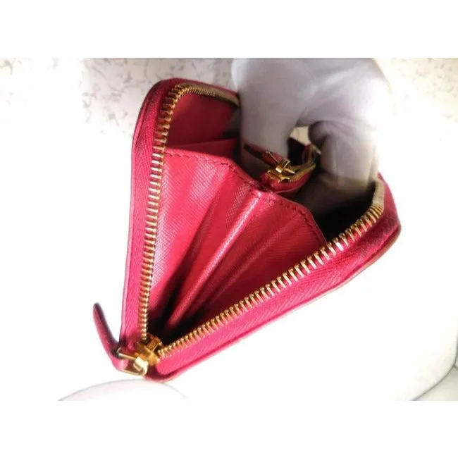 Prada Rose Colored Saffiano Leather Wallet