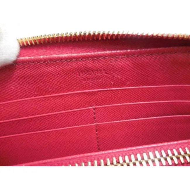 Prada Rose Colored Saffiano Leather Wallet