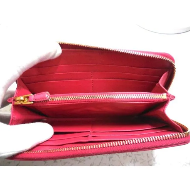 Prada Rose Colored Saffiano Leather Wallet
