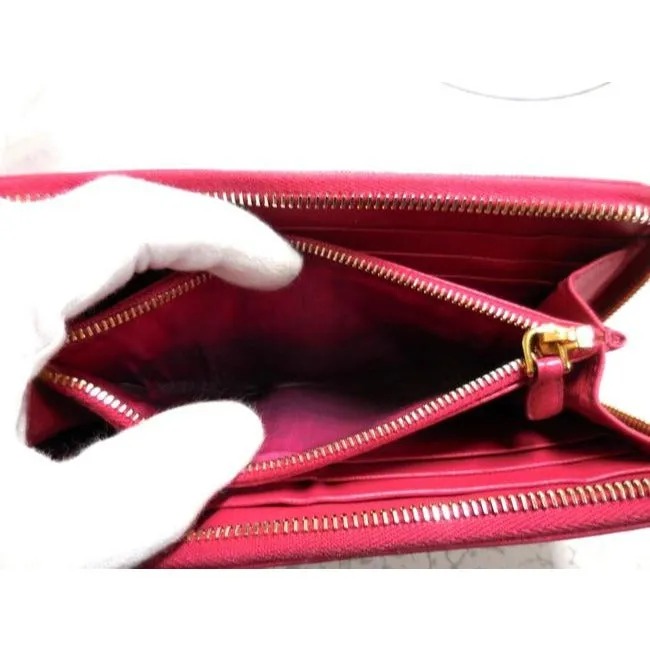 Prada Rose Colored Saffiano Leather Wallet