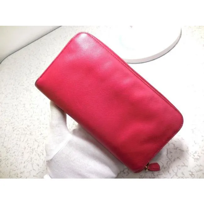 Prada Rose Colored Saffiano Leather Wallet