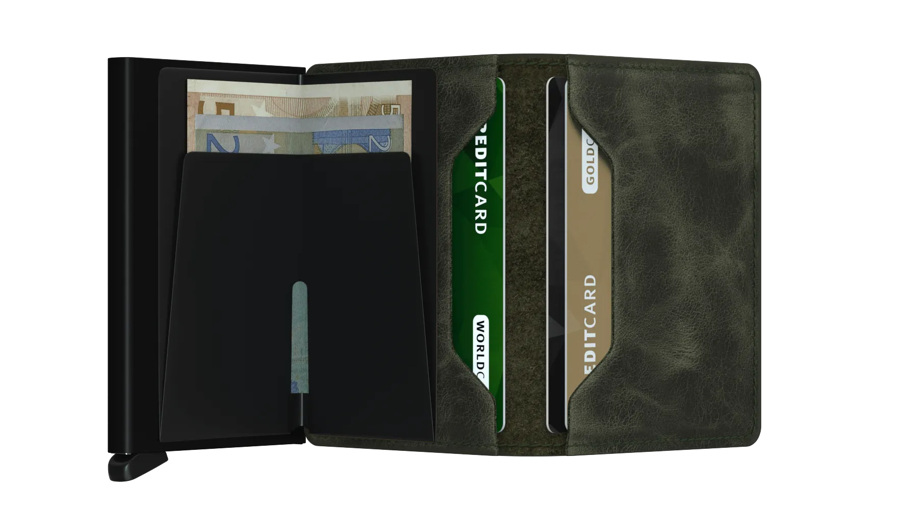Slimwallet Vintage - Olive & Black
