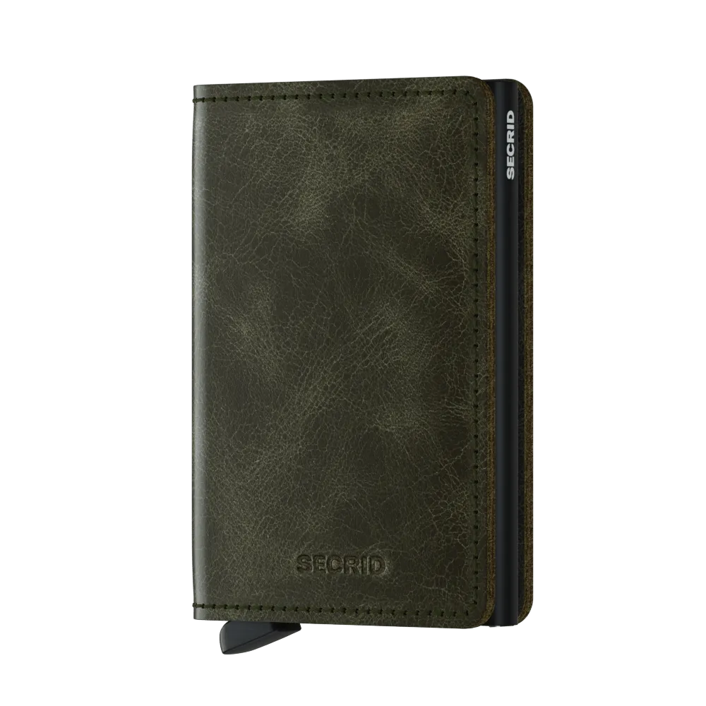 Slimwallet Vintage - Olive & Black